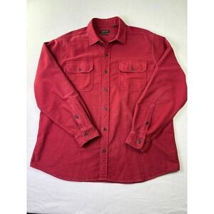 Men's Orvis Size XL Button Down Shirt Flannel Red Classic Fit Work Wear Heavy